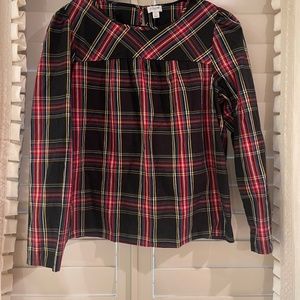 J CREW PLAID TOP SIZE LARGE